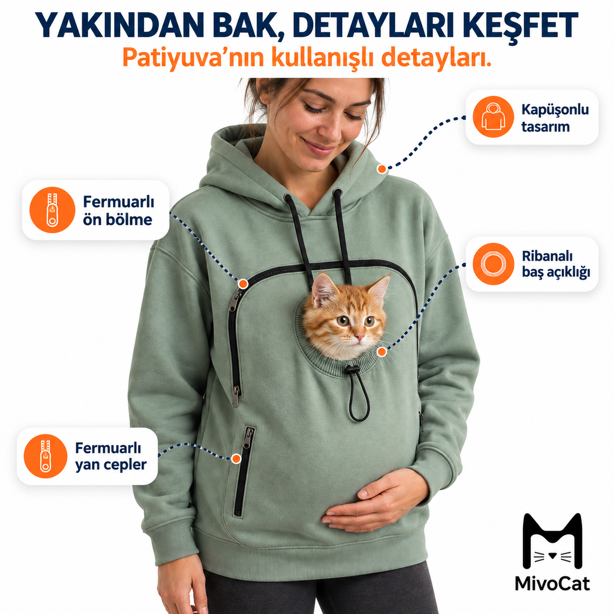 Mivo™ Evcil Hayvan Cepli Sweatshirt